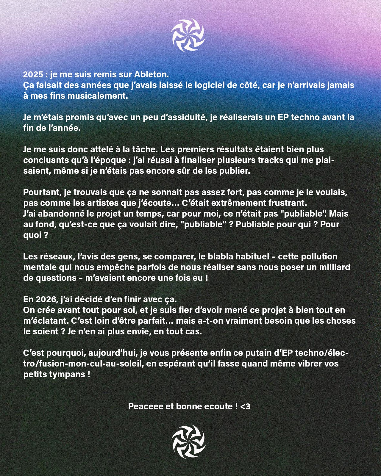 Note d’intention et mentions du projet Fragment of Velocity